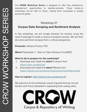 Flyer for Crow workshop Nov 10, 2020